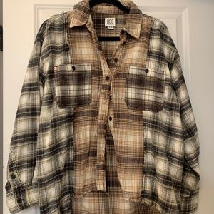 Urban Outfitters Oversized  Cropped Patchwork Flannel